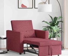 Single Sofa Bed Reclining Wine red 90 x 165 x 87 cm Fabric