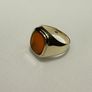 Vintage 8K Yellow Gold Signet Gents Ring Bezel set Carnelian Image 5