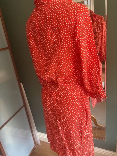 Free Post today ONLY- Mint Velvet Orange Polka Dot Shirt Dress with belt - Size 8