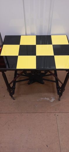 1960 wrought Iron French Brutalist style table nice solid on wheels Very Nice