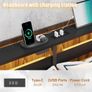 Double Metal Bed Frame with USB Charging Station, LED Lights & Storage Headboard Heavy Duty Black Platform Bed with 31.5 cm Underbed Storage, No Box Spring Needed, Noise Free (Black, Double) Image 3