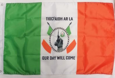 Irish Republican flag Tiocfaidh Ar La Tri Colour 150cm x 90cm.