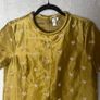 Other Stories Embroidered Mini Dress Sz 10UK 6US Gold Shiny Party Floral Image 2