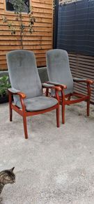 Pair of Vintage Cintique High Back Armchairs
