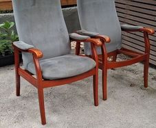 Pair of Vintage Cintique High Back Armchairs