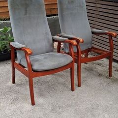 Pair of Vintage Cintique High Back Armchairs