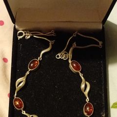 Vintage silver and baltic amber necklace