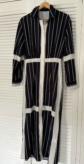 Black and white striped maxi dress