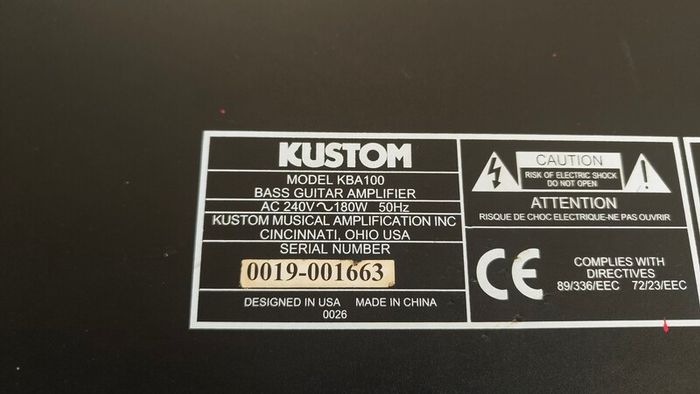 Kustom KBA100 100-watt Bass Amplifier