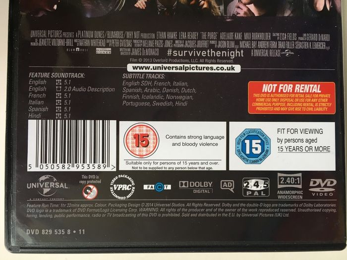 The Purge [2013] Ethan Hawke, Lena Headey, Adelaide Kane & Max Burkholder [Movie DVD]