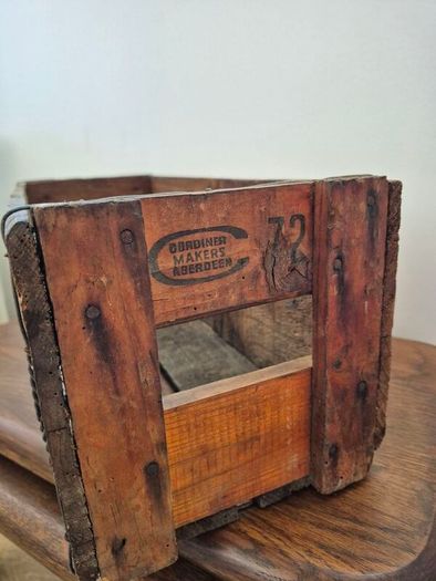Vintage C&C Wooden Crate & Antique Bottle Collection 1970s / Victorian Era