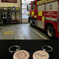 Personalised Dublin Fire Brigade Laser Engraved Wooden Keyring