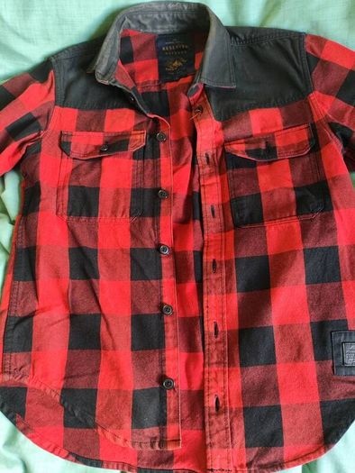 Denim Jacket Red Black Checkered Reserved S Size