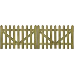 Picket Fence Gate 2 pcs Impregnated Wood 300x100 cm