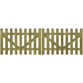 Picket Fence Gate 2 pcs Impregnated Wood 300x100 cm