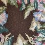 Vintage hand embroidered floral design on wooden base stool, Image 2