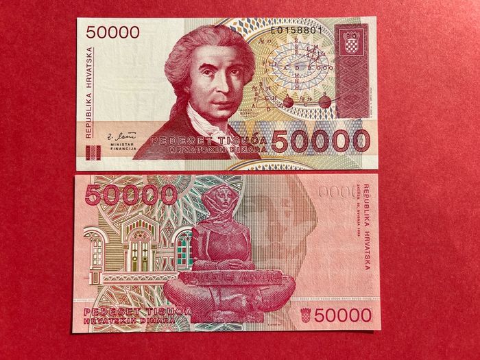 Croatia  50000 Dinara. 1993.  ( uncirculated )