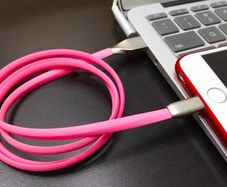 Pink 1m Zinc Alloy Data Sync / Lightning USB Cable for iPhone 7 6 6s Plus 5