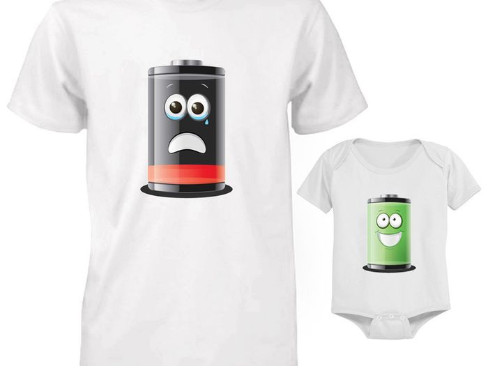 Funny Cute Daddy and Baby Matching T-Shirt and Bodysuit Set - ENERGY LOW-FULL