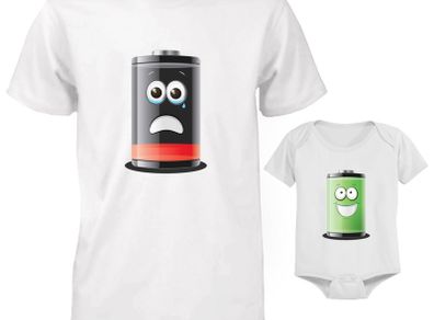 Funny Cute Daddy and Baby Matching T-Shirt and Bodysuit Set - ENERGY LOW-FULL