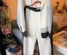 SIR. Garden Stripe 100% Silk Shirt & Trousers Set UK 10/12