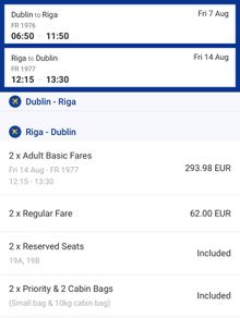 Dublin to Riga Ryanair Tickets (August 7-14)