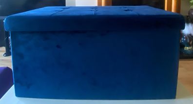 Storage/Blanket Box Ottoman Footstool Toybox Blue Velvet