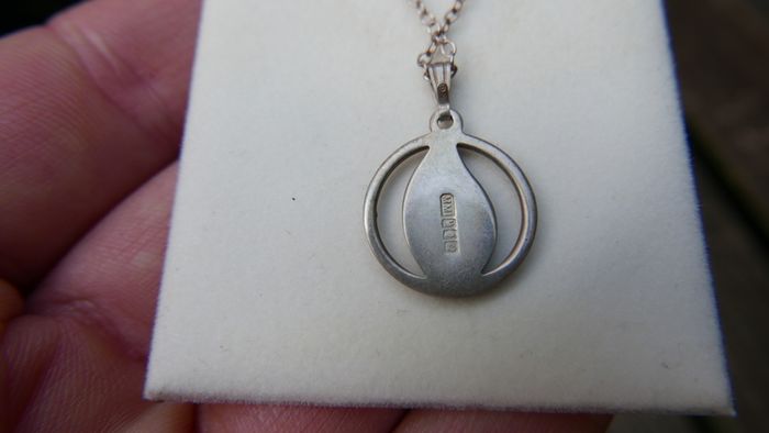 Vintage Sterling Silver 925 Red Teardrop Pendant and Chain 3g