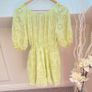 Zara Lime Green Openwork Embroidered Eyelet Wrap Mini Dress Puff Sleeve Image 5