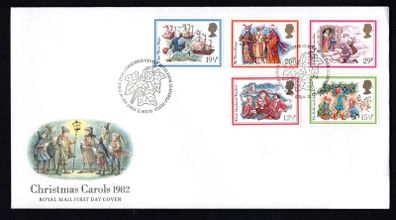 1982 Great Britain Christmas Carols Commoeariave Stamps Royal Mail Addressed First Day Cover (FDC)