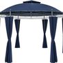 Gazebo Diameter 350 cm Water-Repellent Metal Garden Stable Robust Side Walls Garden Gazebo Luxury Tent Beige Image 7
