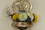 Vintage Brass Holy Water Font Wall Hanging Religious Home Decor