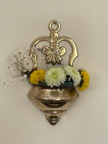 Vintage Brass Holy Water Font Wall Hanging Religious Home Decor