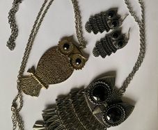 Owl earrings and matching necklaces