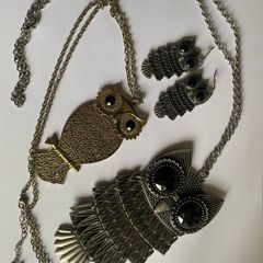 Owl earrings and matching necklaces