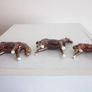 3 Vintage Small Swatow China Treacle Glazed Horses 1940 Image 3