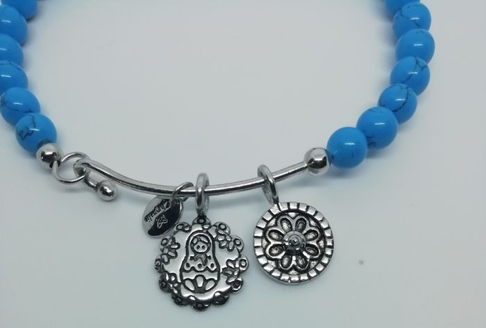 Chrysalis Turquoise Beaded Mother Doll Rhodium Plated Bangle New Without Tags CAN POST