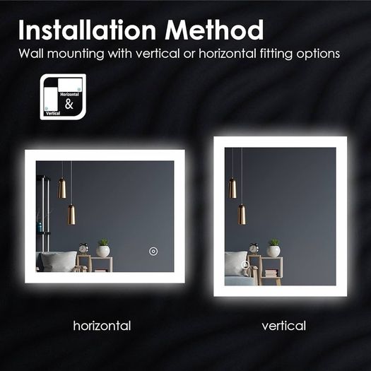 NEW SALE | 600x500mm Bathroom Mirror With Lights, Horizontal Vertical/Sensor Switch LED Illuminated Bath Vanity Wall-Mounted Mirrors