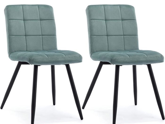 Set Of 2 x Cubana Velvet Upholstered Kitchen Dining Chair with Strong Black Metal Legs Living Room Bedroom Chair (FREE POSTAGE)