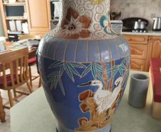 Vintage 20 inches tall hand painted Oriental Asian Large Pottery Vase
