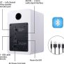 NEW SALE | Active Bluetooth 5.0 Bookshelf Speakers 60W Carbon Fiber Unit Built in 24bit DAC Dynamic 3D Surround Sound 2.0 Computer PC Monitor Gaming Speakers (Pair, White) Image 3