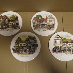 Rare Delightful H & R Johnson Ltd English Scenes Set Round Trivets- Pot Stands