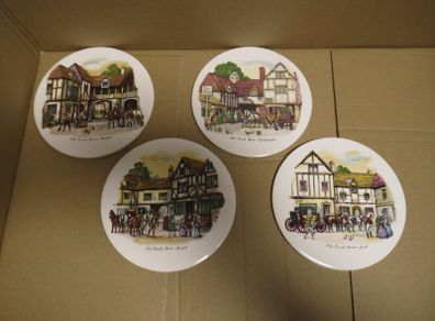 Rare Delightful H & R Johnson Ltd English Scenes Set Round Trivets- Pot Stands