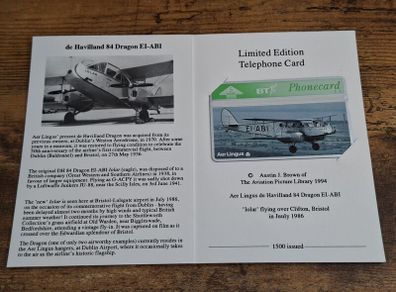 UK BT Phonecard "Air Lingus", 1994, mint in folder, Limited Edition, rare - free standard postage