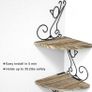 MULTIPLE COLOURS AVAILABLE Corner Shelf Wall Mount of 4 Tier Rustic Wood Floating Shelf Cat Shape Metal Stand for Bedroom Living Room Bathroom Kitchen Office and More Carbonized Black Image 8