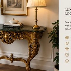 Louis XV Rococo style giltwood console table with green marble top