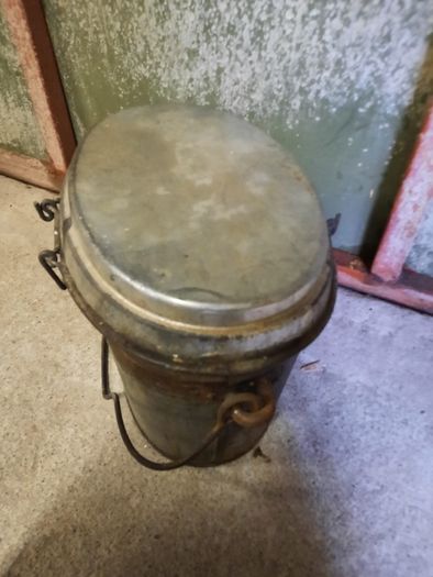 Vintage galvanise bucket with lid