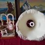 Capodimonte Italian Figurine Signed Large Table Lamp With Silky White Shade 27 Inches Tall Image 5