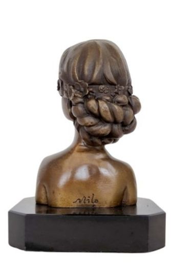Miguel Lopez (1955) Bust Of A Lady - Bronze, Marble (Signed)