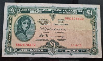 1975 Lady Lavery 1 pound banknote